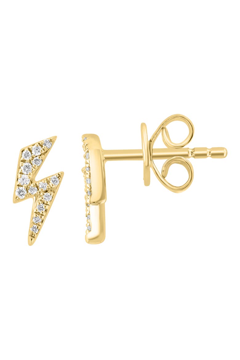 Pavé Diamond Lightning Bolt Stud Earrings, Main, color, GOLD