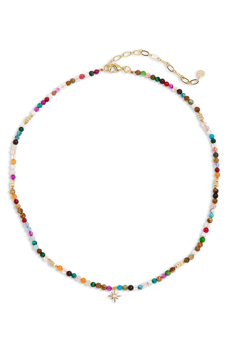 Panacea Starburst Charm Beaded Necklace, Main, color,