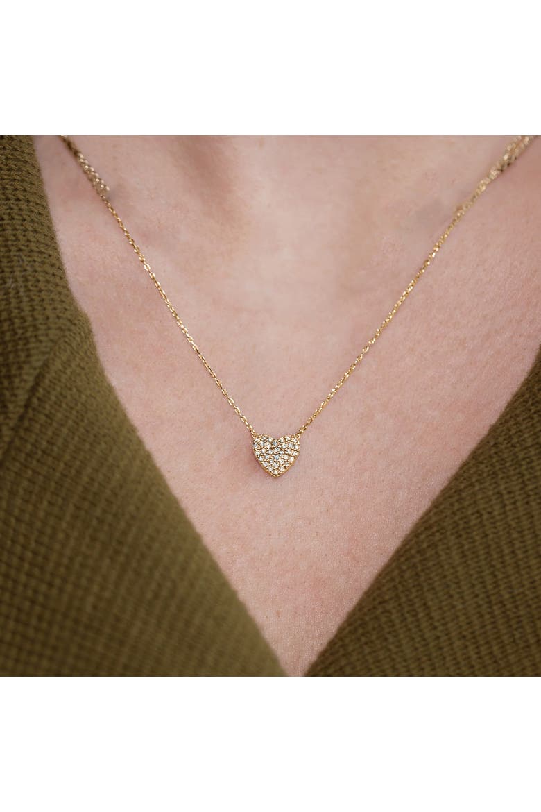 Sterling Silver 18k Gold Plated Crystal Heart Necklace Meaningful Everyday, Alternate, color, Gold
