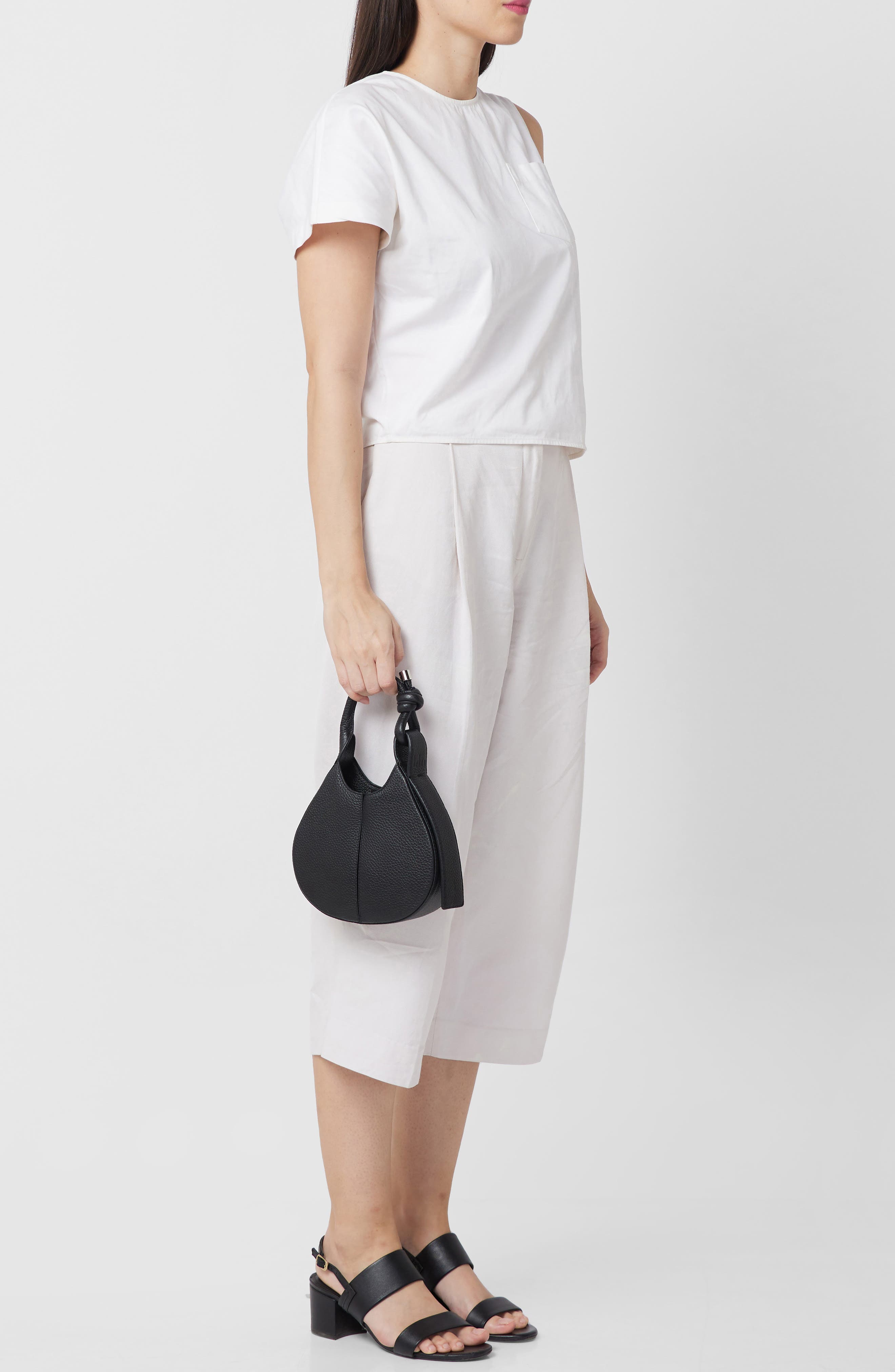 behno Mini Ina Inverted Pleat Crossbody Bag, Alternate, color, Black