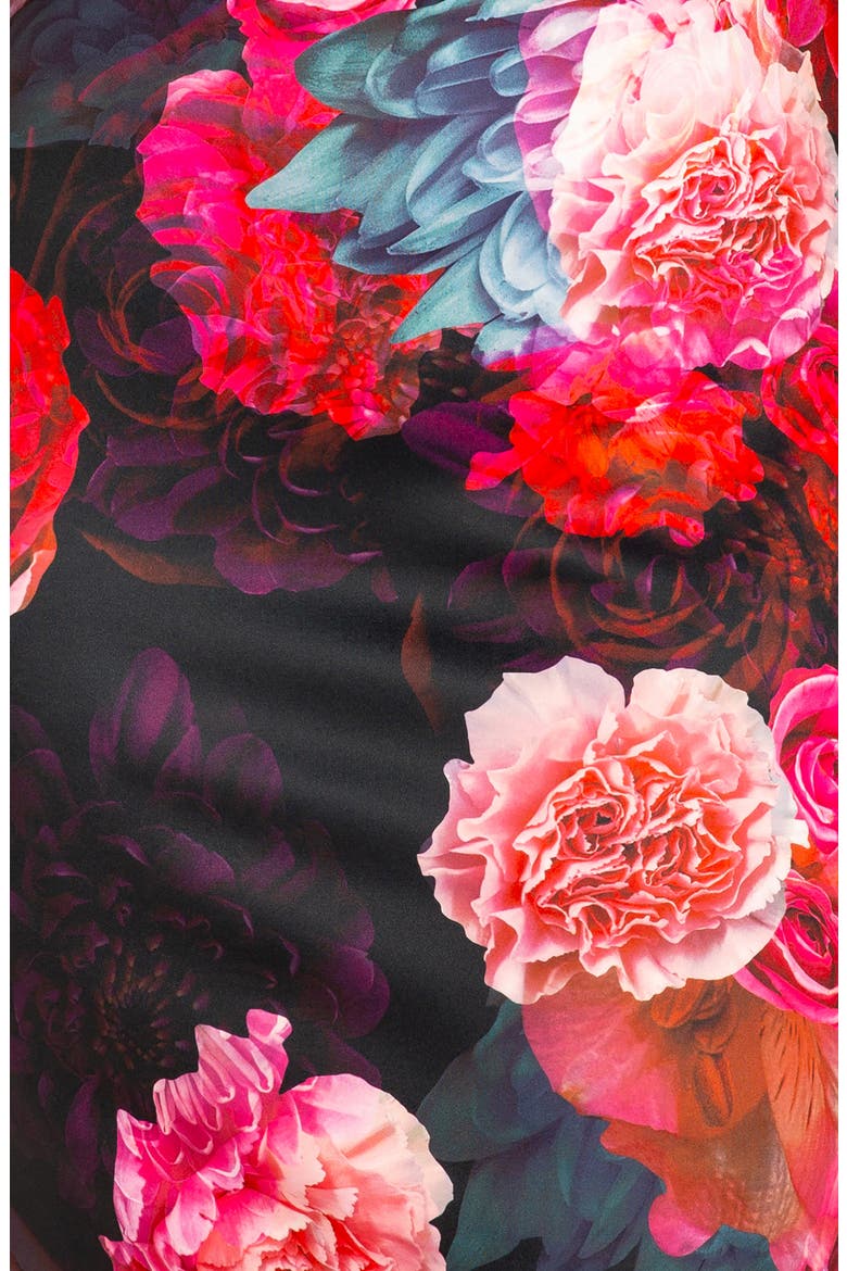 Floral Scuba Knit Midi Dress, Alternate, color, BLACK MULTI