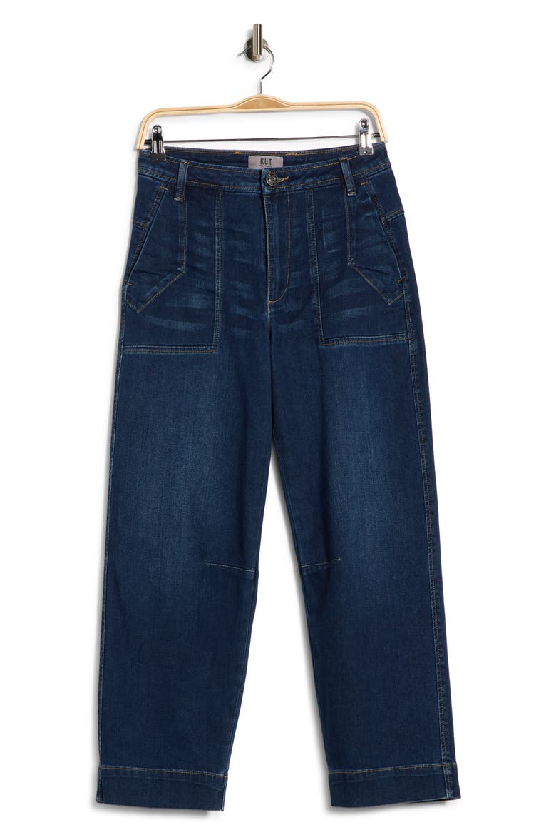 Ashton Wide Leg Barrel Jeans, Main, color, DARK WASH