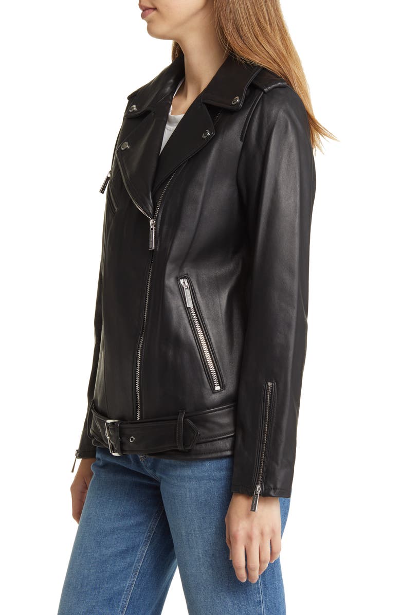 Michael Kors Oversize Moto Jacket, Alternate, color, Black
