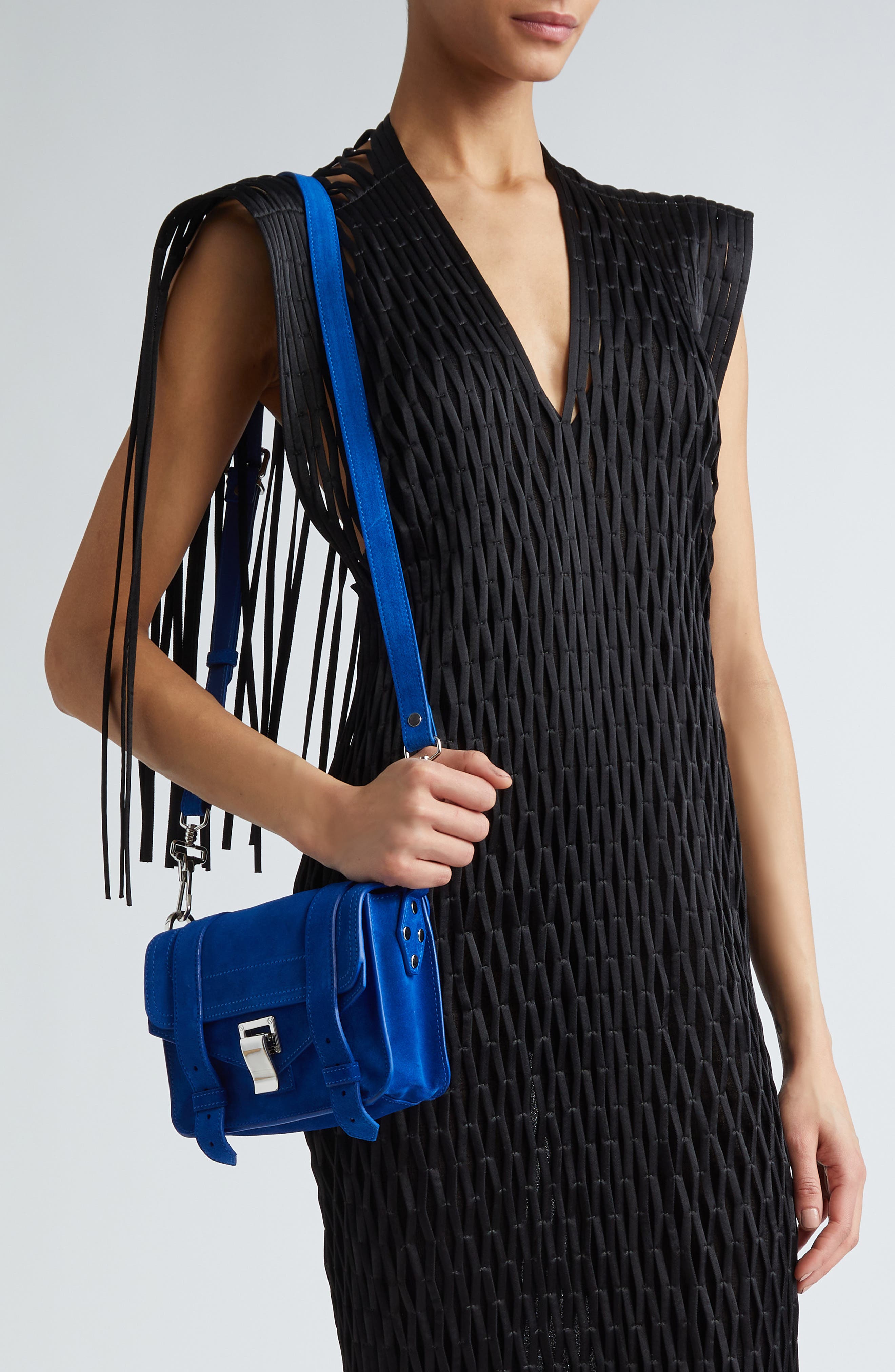 Proenza Schouler Mini PS1 Suede Crossbody Bag, Alternate, color, Electric Blue