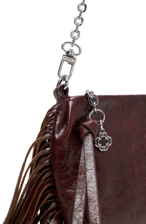 Maje Patent Leather Miss M Clutch Bag In Brown