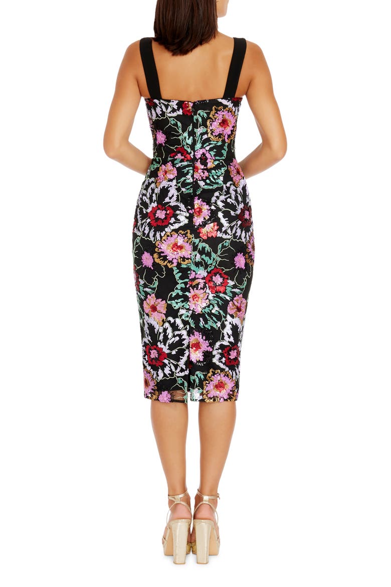 Nicole Floral Sequin Embellished Sheath Cocktail Dress, Alternate, color, BLACK MULTI