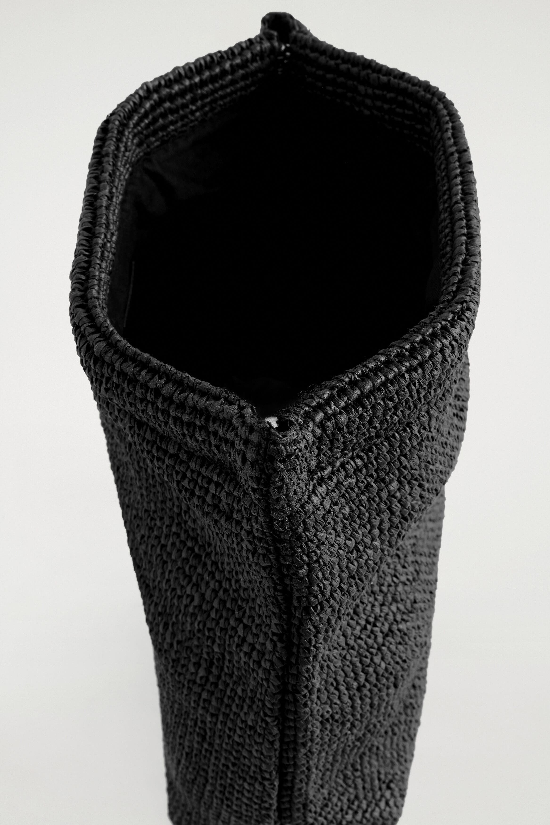 COS Folded Clutch Bag - Straw, Alternate, color, Black