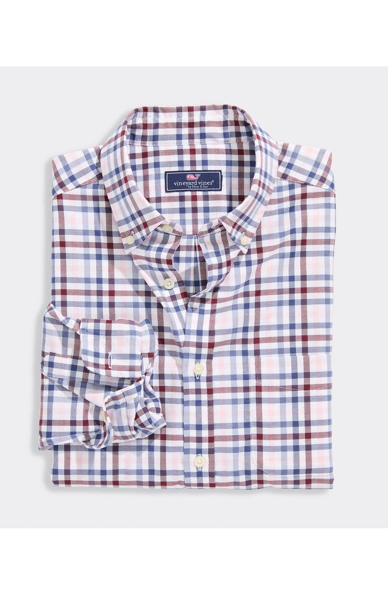 vineyard vines MonomoyTattersall Classic Fit Stretch Poplin Button-Down Shirt, Alternate, color, Flamingo