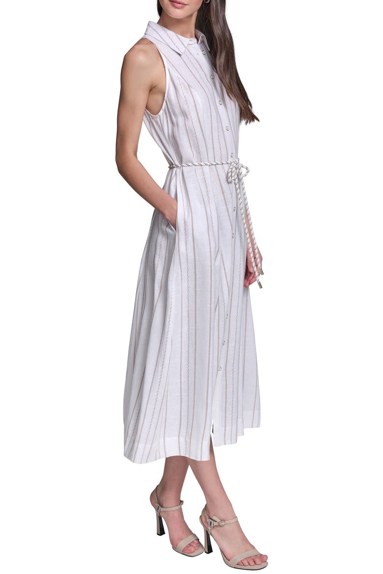Striped Midi Shirtdress, Alternate, color, SOFT WHITE/ HUMMUS