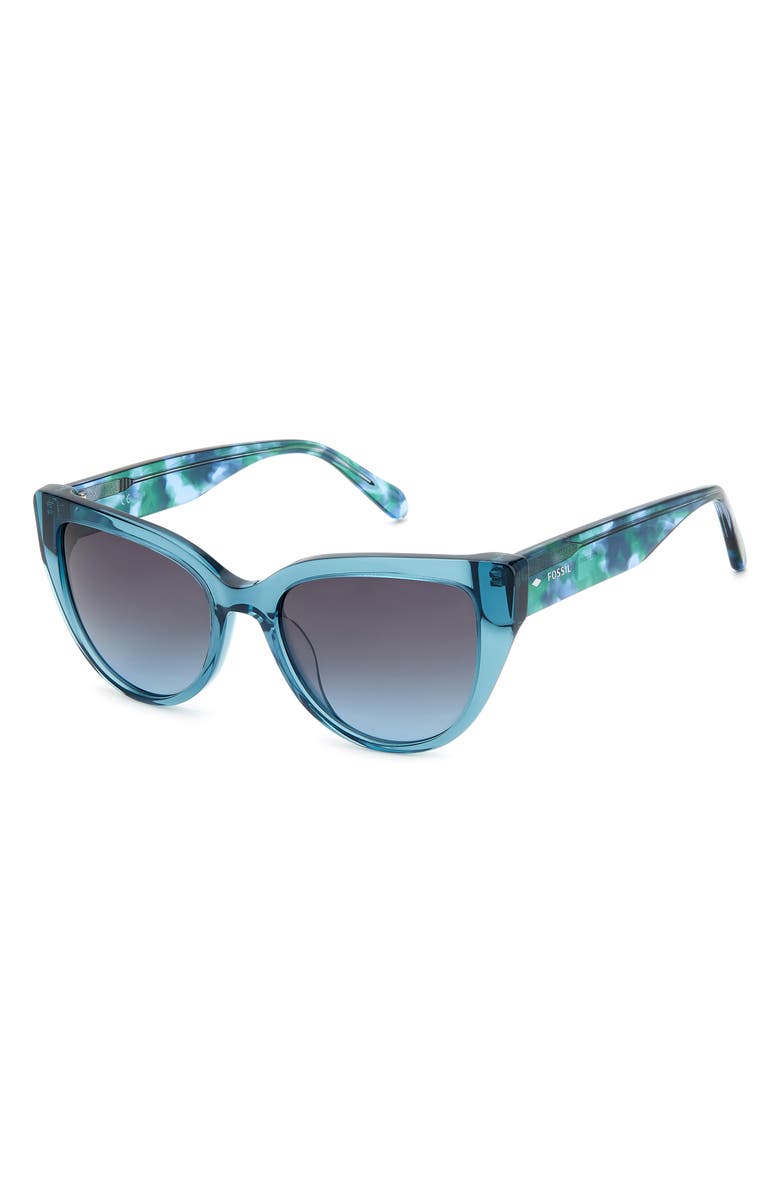 Fossil 52mm Cat Eye Sunglasses, Alternate, color, Crystal Teal