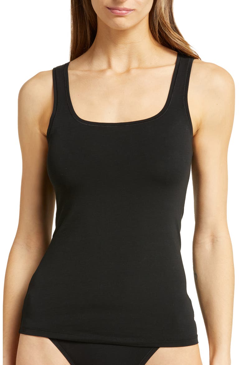 Understated Cotton Blend Tank, Main, color, BLACK