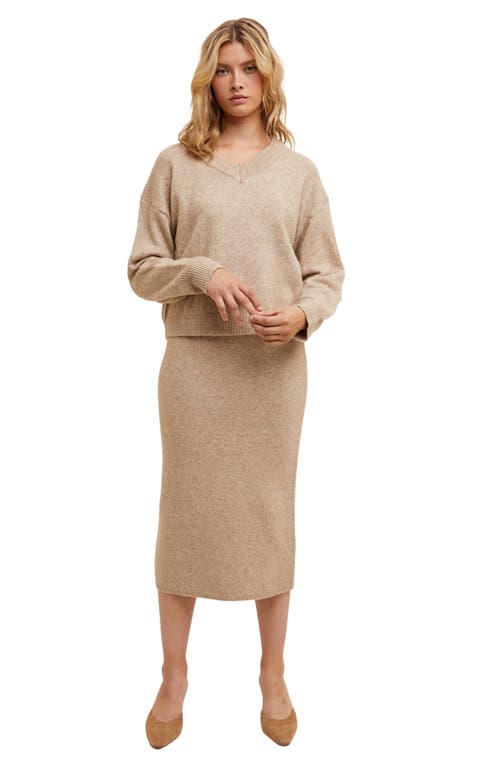 Wishlist Brushed Knit Sweater Midi Skirt In Neutral