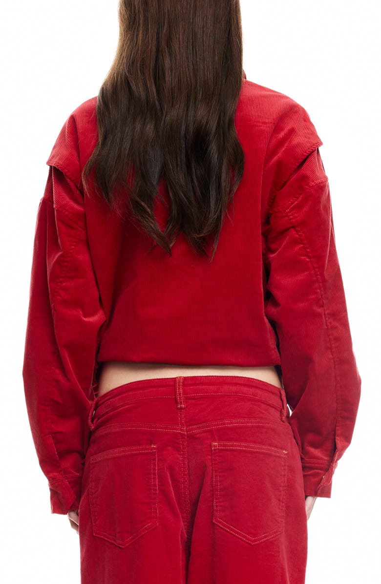 LIONESS Kenny Oversize Corduroy Bomber Jacket, Alternate, color, Crimson