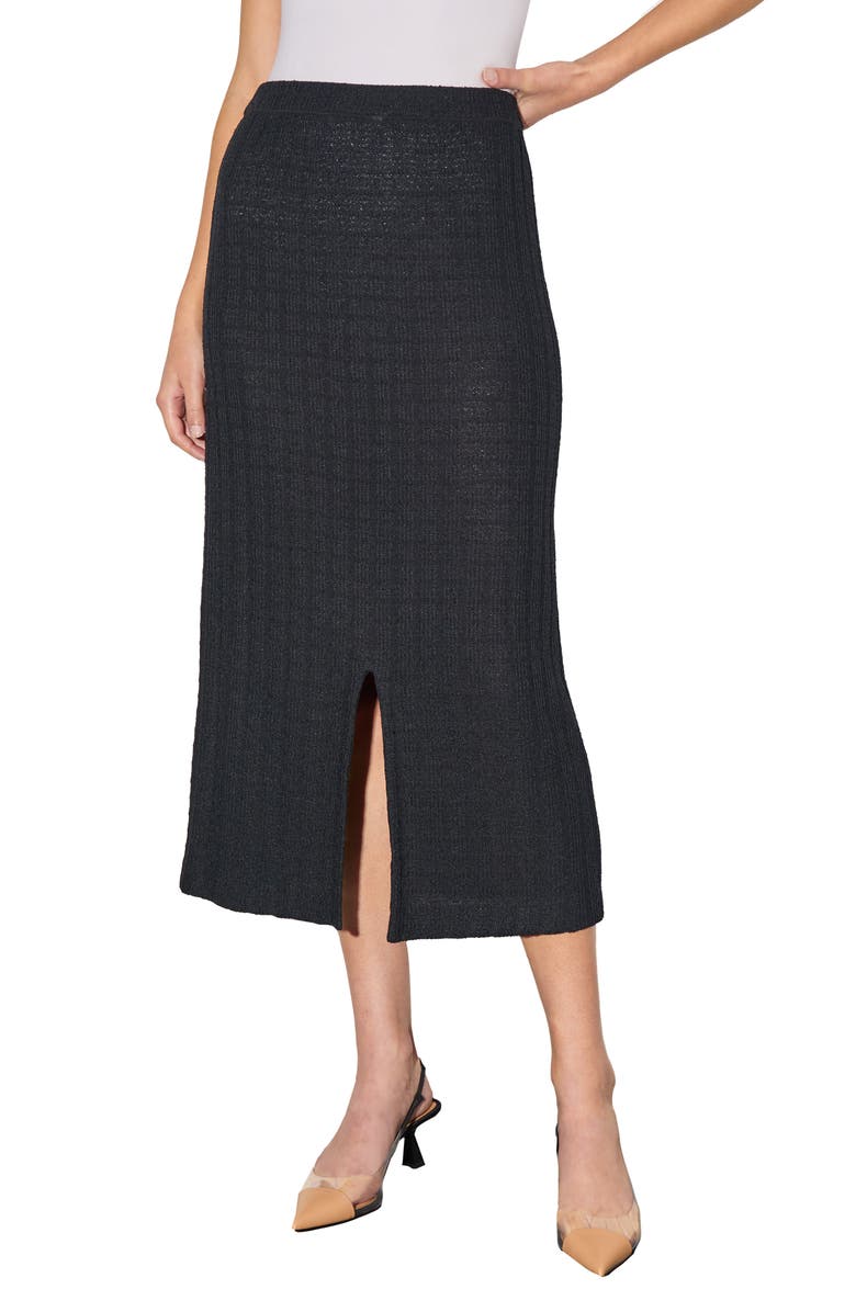 Ming Wang Heritage Fit Textured Knit Maxi Skirt, Main, color, Black
