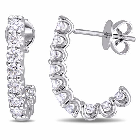 1 CT TW Diamond Semi-Hoop Earrings 14k