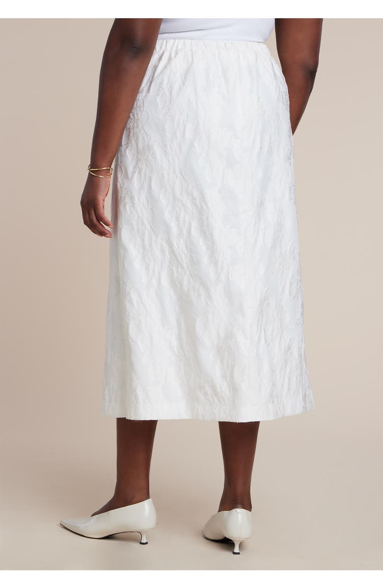 ELOQUII Floral Jacquard A Line Skirt, Alternate, color, Coconut Milk