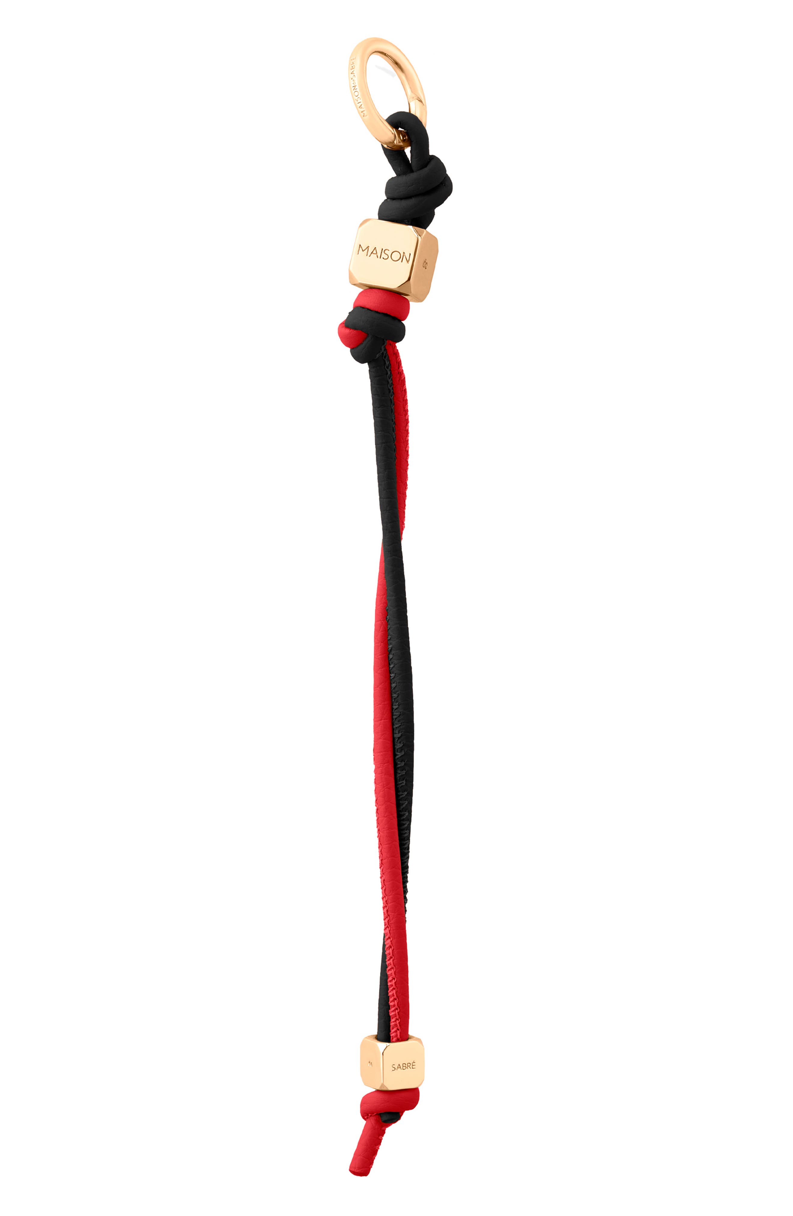 MAISON de SABRÉ Leather Wristlet Charm, Alternate, color, Rouge Noir