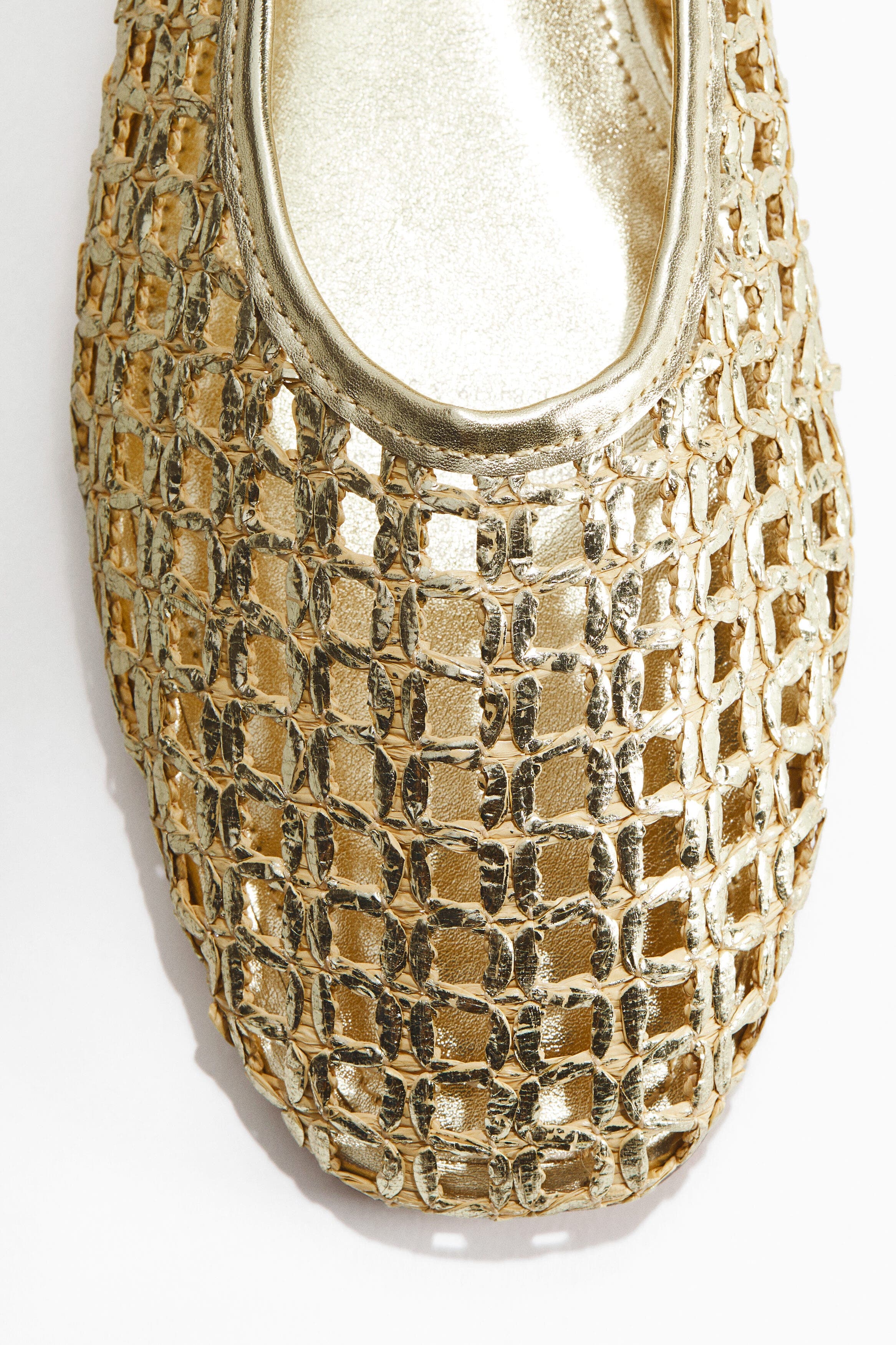 H&M Straw Ballet Flats, Alternate, color, Gold-Colored