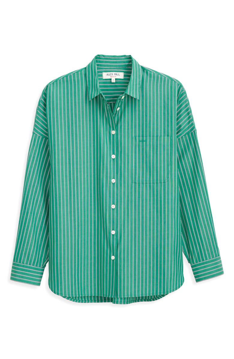Alex Mill Jo Stripe Oversize Cotton Button-Up Shirt, Alternate, color, Jade Green