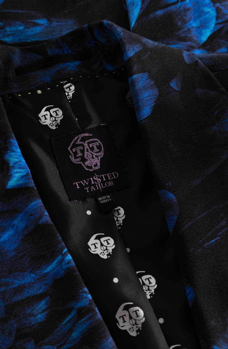 Twisted Tailor Heron Slim Fit Blue Floral Suit Jacket, Alternate, color,