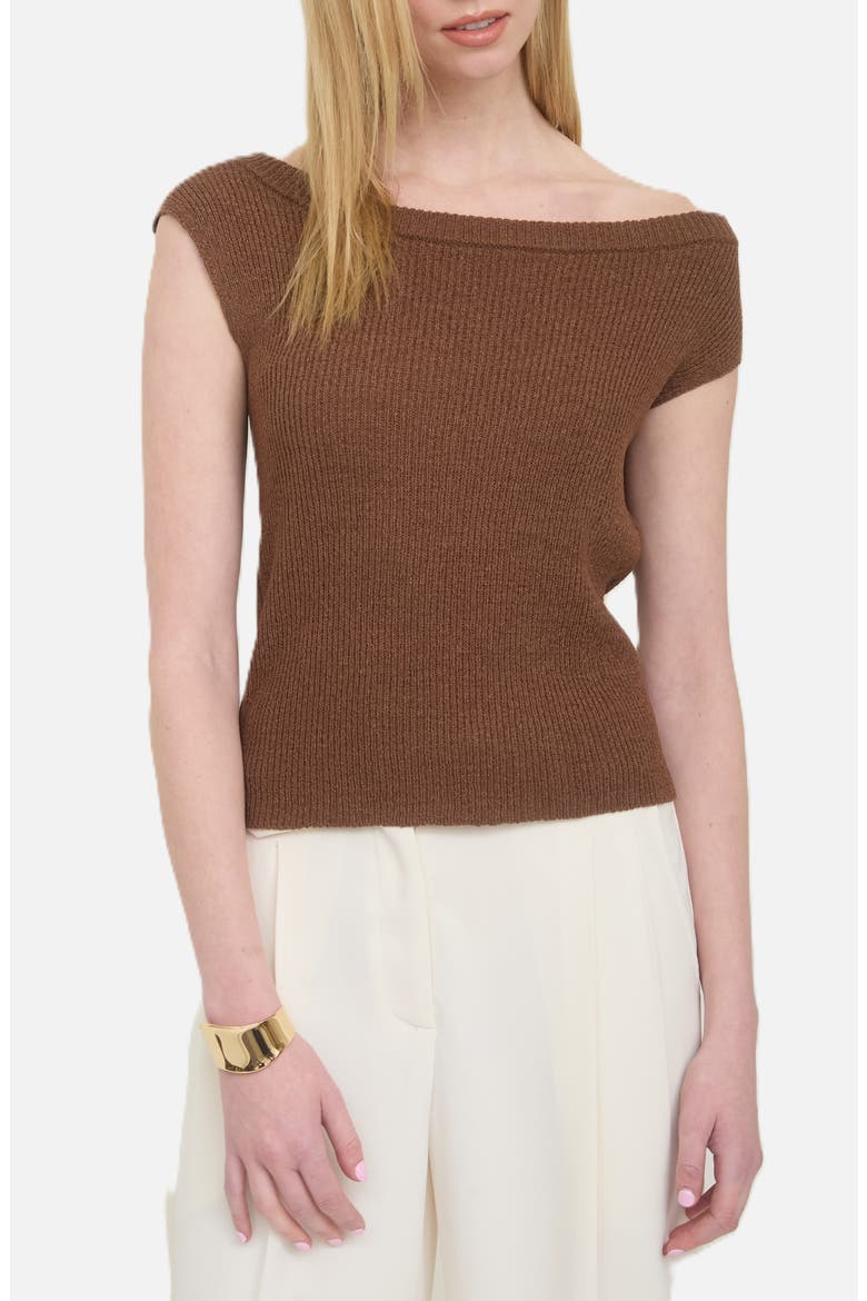 Off-the-Shoudler Sweater, Main, color, BROWN