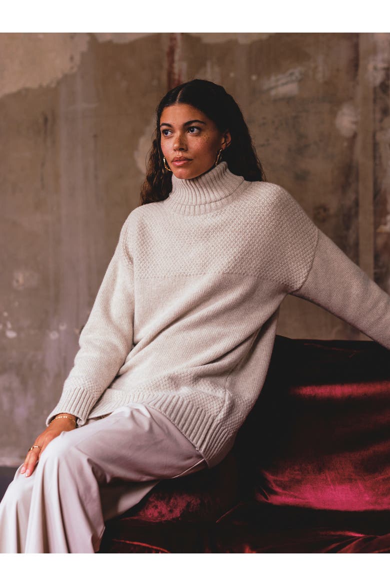 Lambswool Funnel Neck Sweater, Alternate, color, OATMEAL