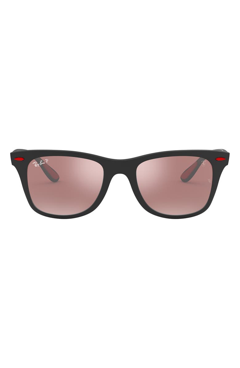 Ray-Ban x Scuderia Ferrari 52mm Polarized Square Sunglasses, Main, color, 