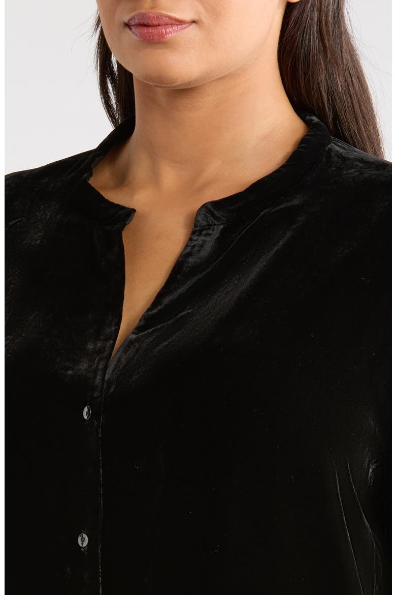 Long Sleeve Velvet Shirt, Alternate, color, BLACK