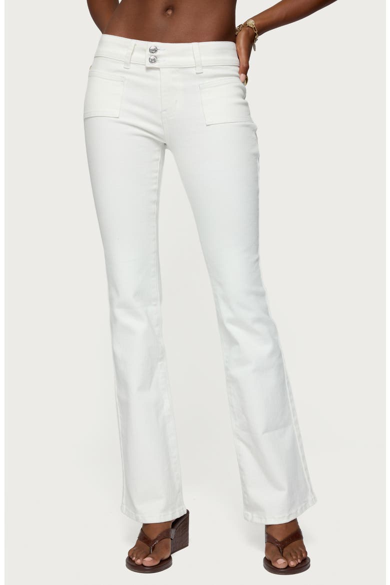Mattea Patch Pocket Low Rise Flare Jeans, Main, color, WHITE