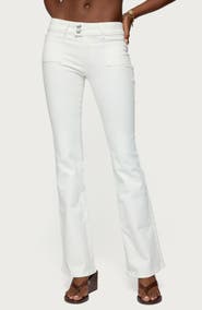 EDIKTED Mattea Patch Pocket Low Rise Flare Jeans