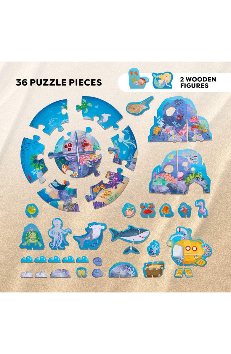 HABA 3D Puzzle Underwater Play World 36-Piece with Wooden Figures, Alternate, color, Blue Multi