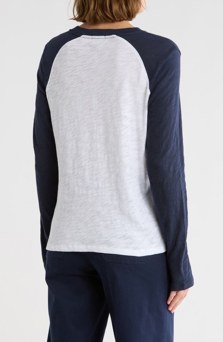 ATM Anthony Thomas Melillo Slub Jersey Long Sleeve Baseballe Tee, Alternate, color, White/ Silver