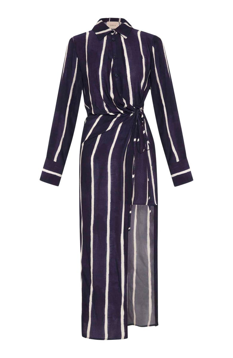 THEO The Label Selena Stripe Draped Shirtdress, Alternate, color, Future Dusk