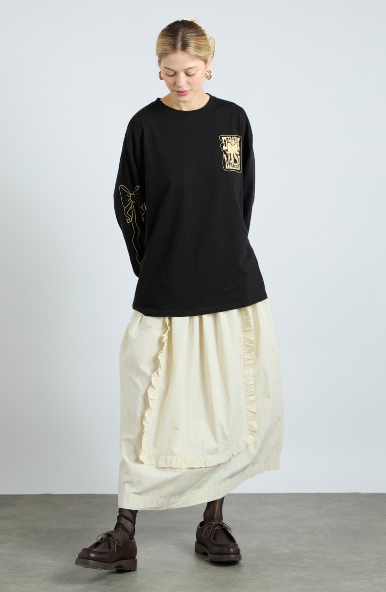 Damson Madder Cow Bow Long Sleeve Organic Cotton Graphic T-Shirt, Alternate, color, 