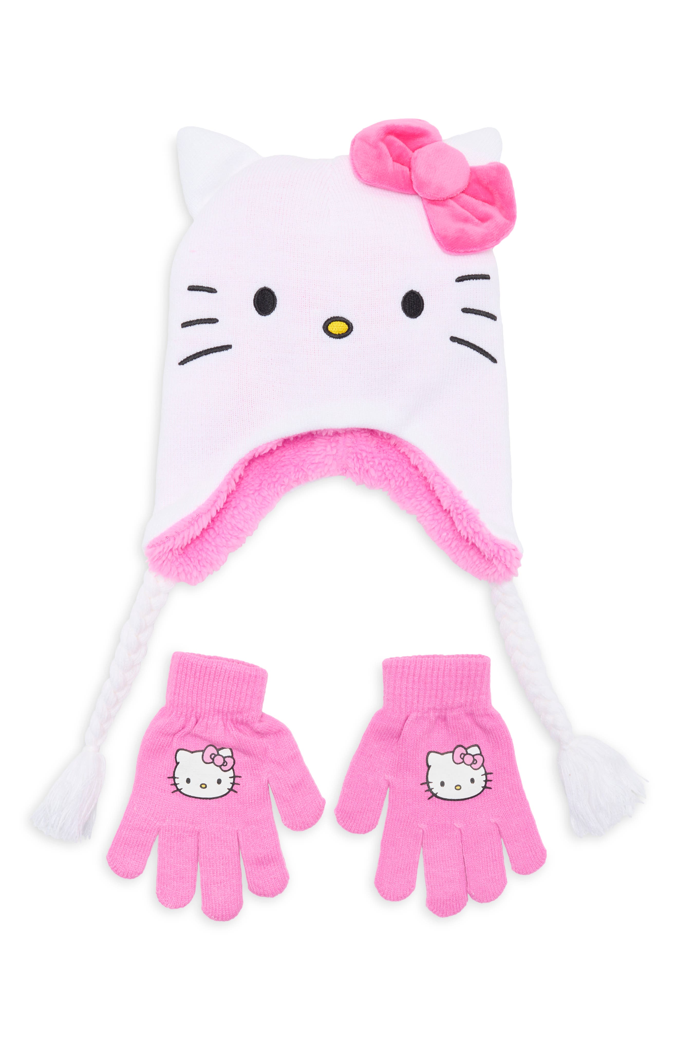 Hello Kitty Trapper Hat & Gloves Set