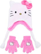 USPA ACCESSORIES Hello Kitty Trapper Hat & Gloves Set