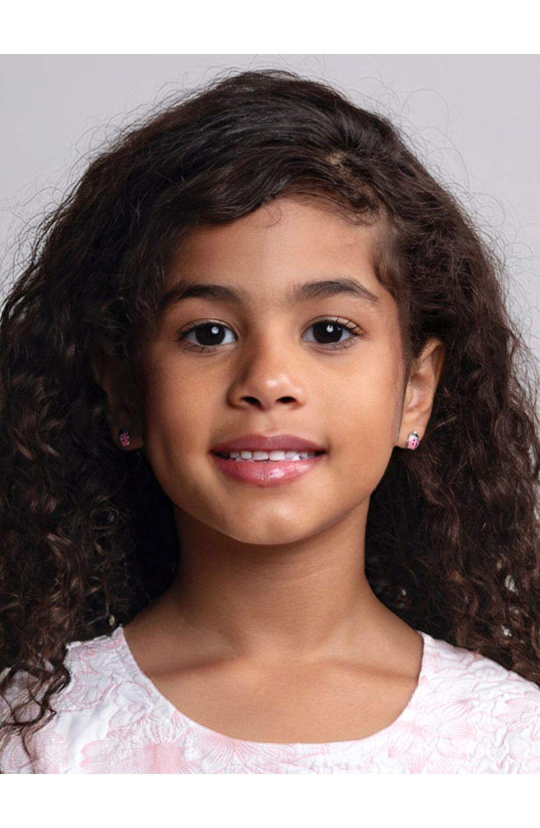 Mia Belle Gilrs Sterling Silver Pink Ladybug Stud Earrings, Alternate, color, Silver