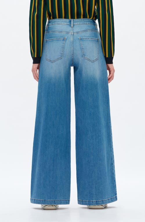 Bayeas Jermey Pleated Baggy Wide Leg Jeans In Blue