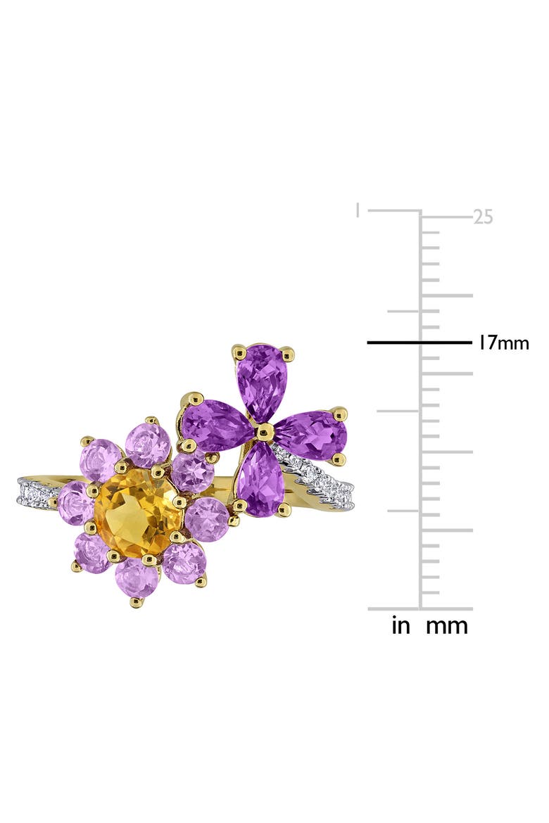 Semiprecious Stone Floral Cluster Ring, Alternate, color, PURPLE MULTI