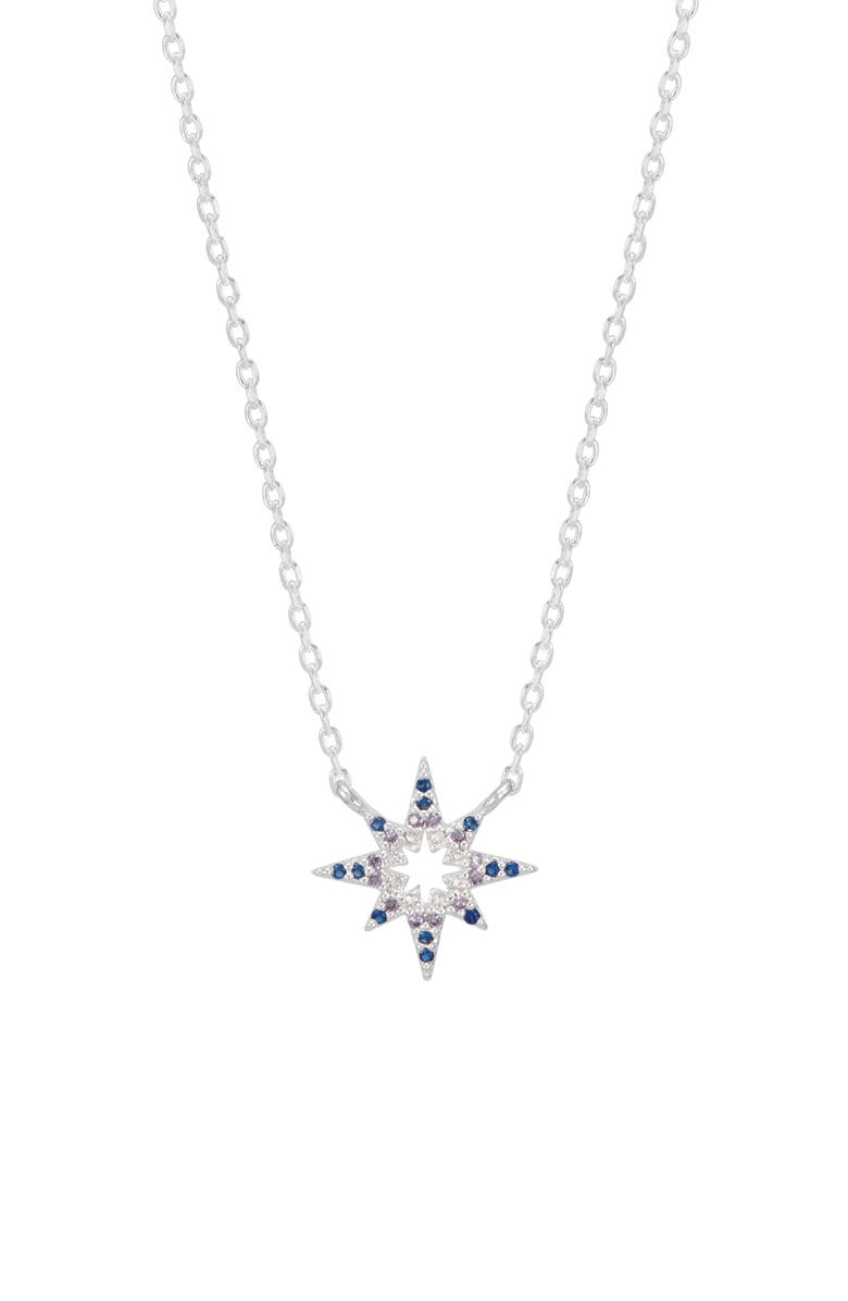 Estella Bartlett North Star Cubic Zirconia Pendant Necklace, Main, color, Silver