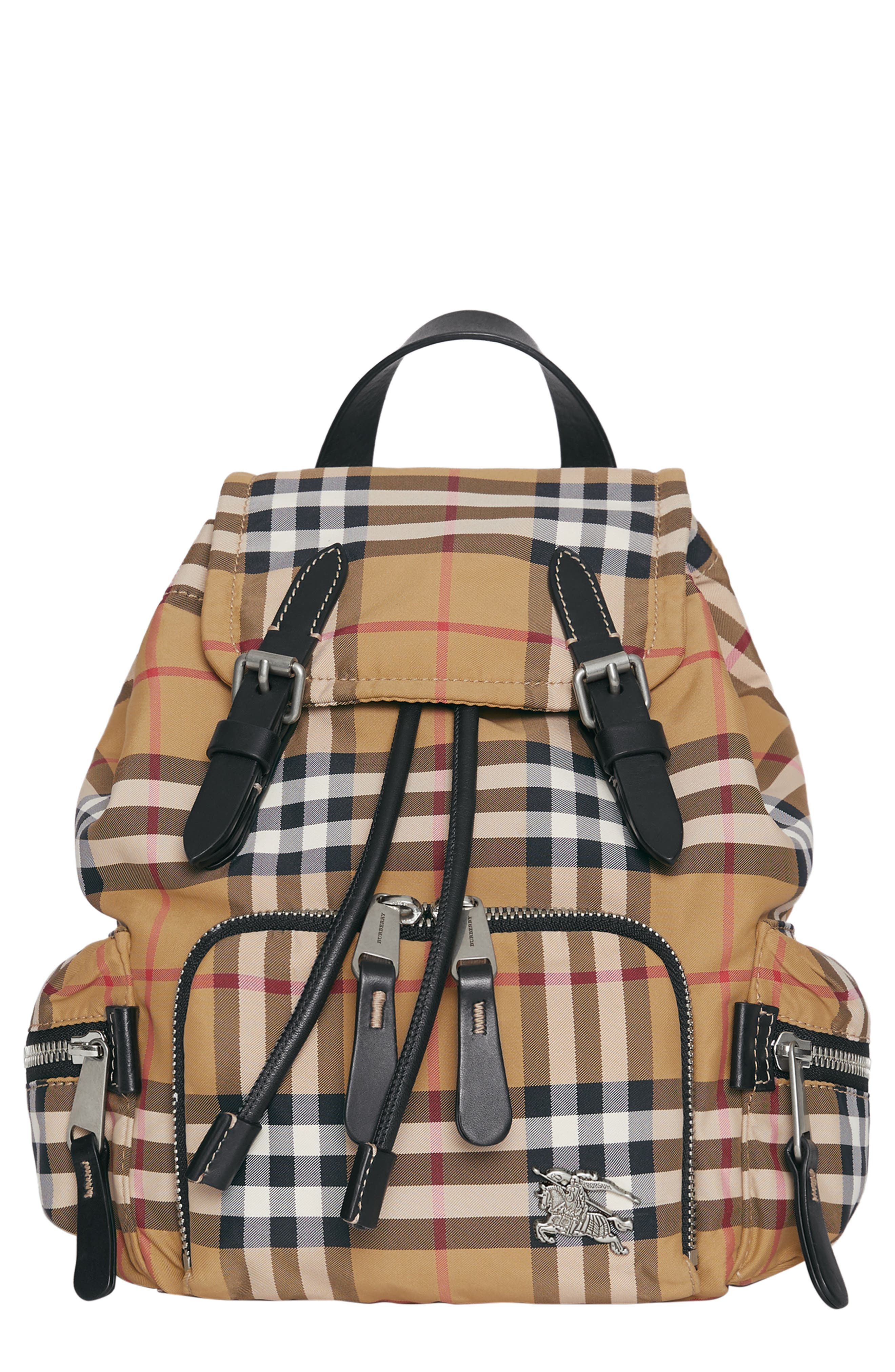 Burberry Small Rucksack Vintage Check Nylon Backpack, Main, color, 