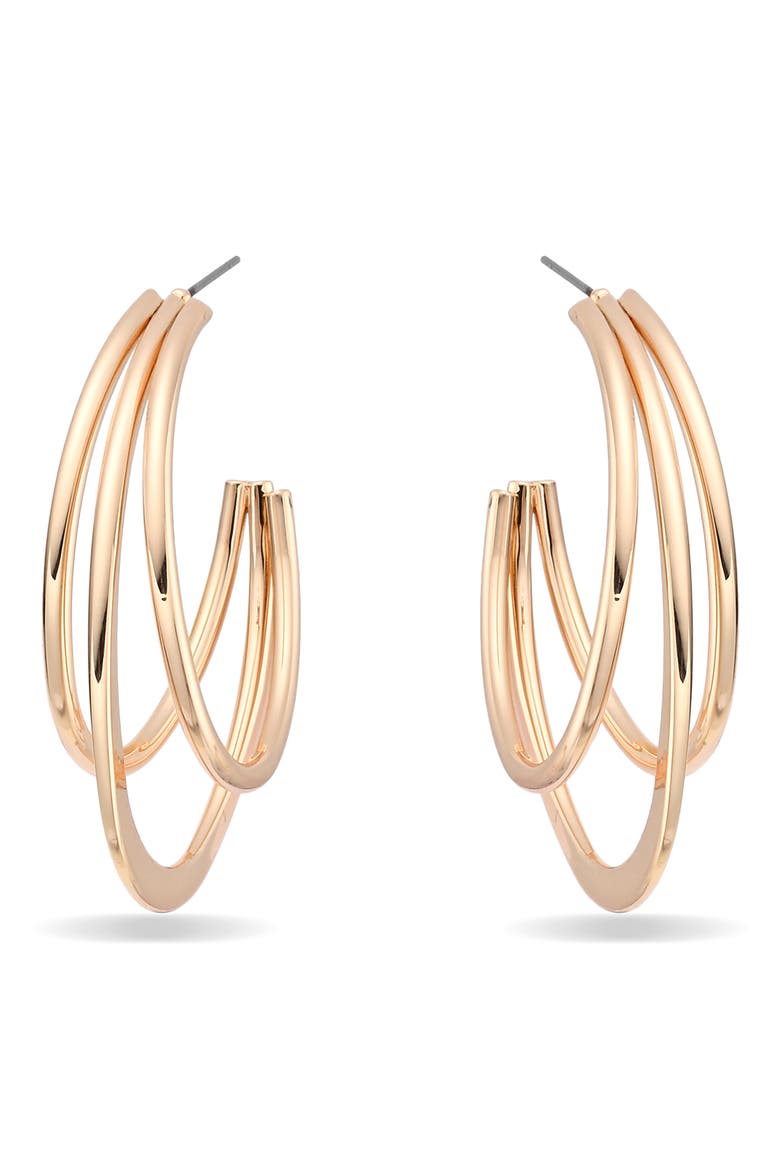 Dual Gleam Hoop Earrings, Alternate, color, GOLD