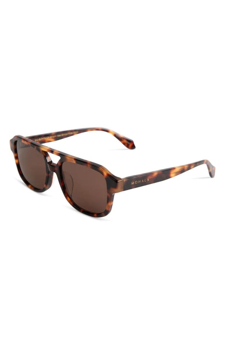 Mohala Eyewear Hanalei 55mm Medium Nose Bridge Wide Width Polarized Top Bar Sunglasses, Alternate, color, Sienna Tortoise / Tan Lenses