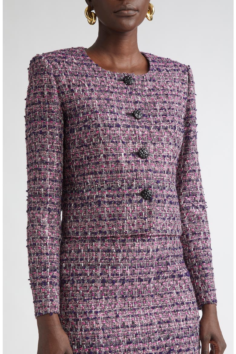 セントジョン　ピンクジャケット ST. JOHN Metallic Tape Tweed Crop Jacket (Women) | Nordstrom