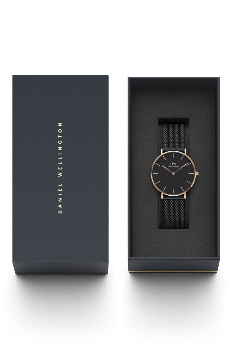 Petite Ashfield Mesh Strap Watch, 36mm, Alternate, color, ROSE GOLD/BLACK