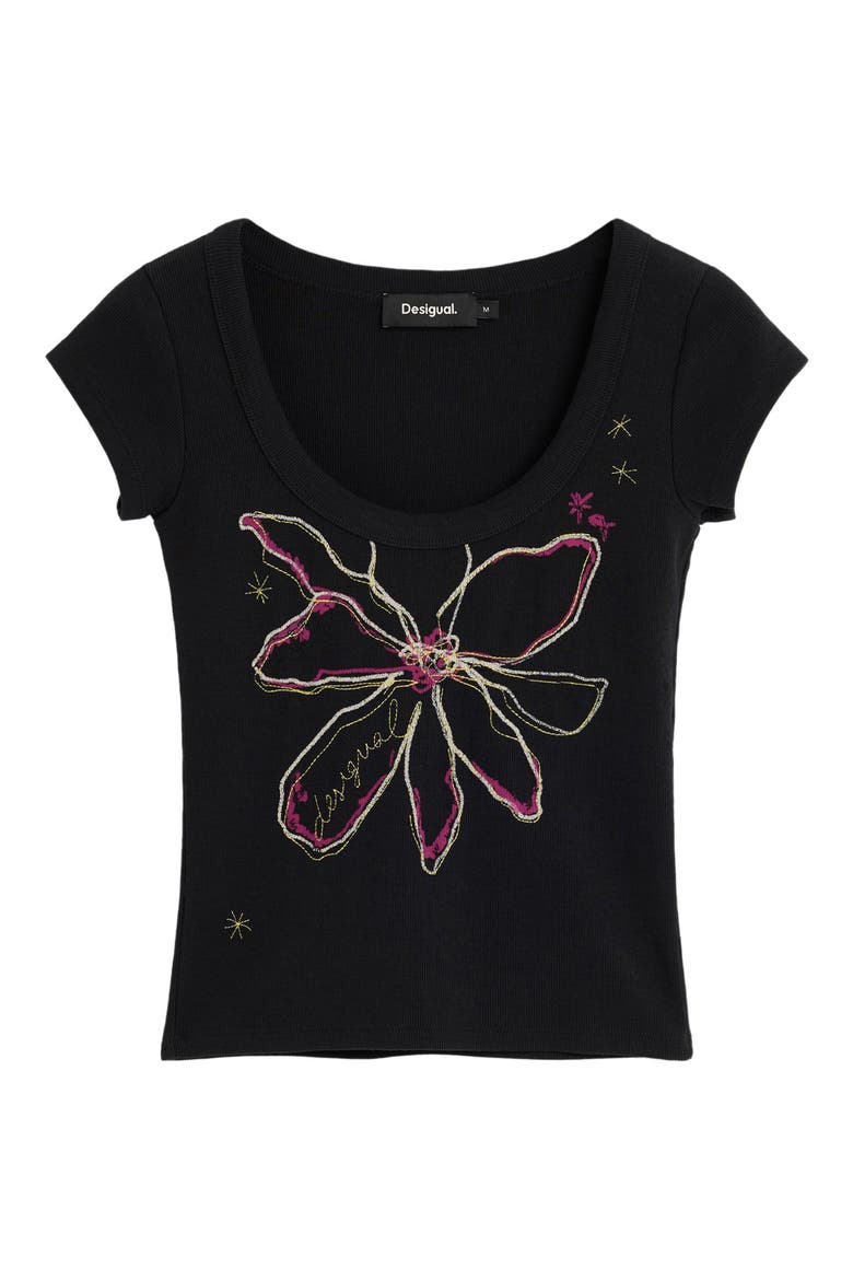 Floral Graphic T-Shirt, Alternate, color, BLACK