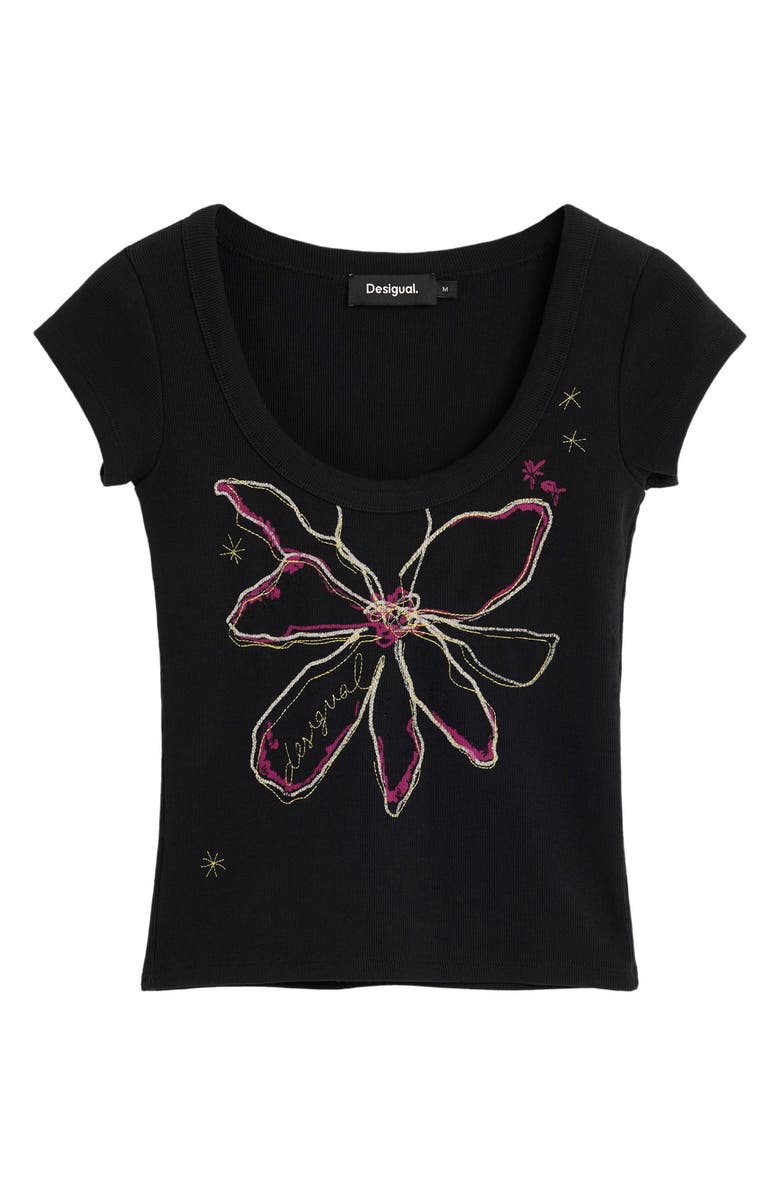 Desigual Floral Graphic T-Shirt, Alternate, color, Black