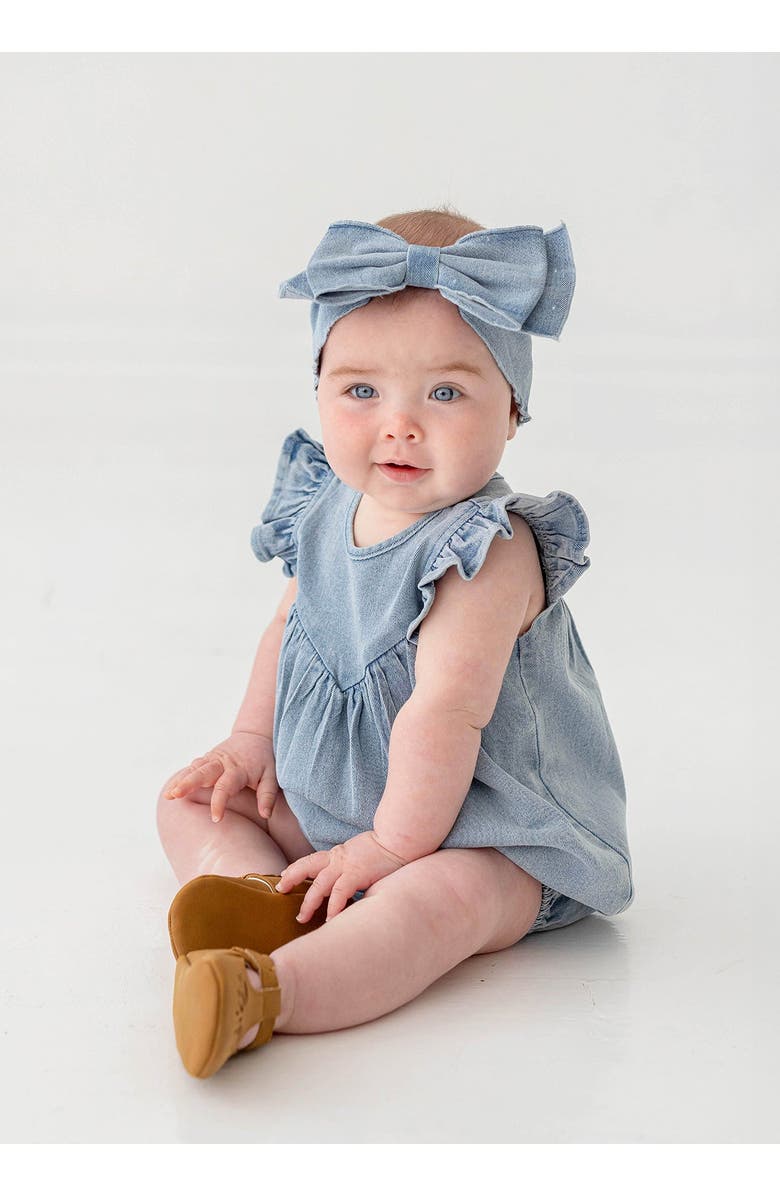 Mabel + Honey Sunset Fields Blue Baby Romper, Alternate, color, Blue