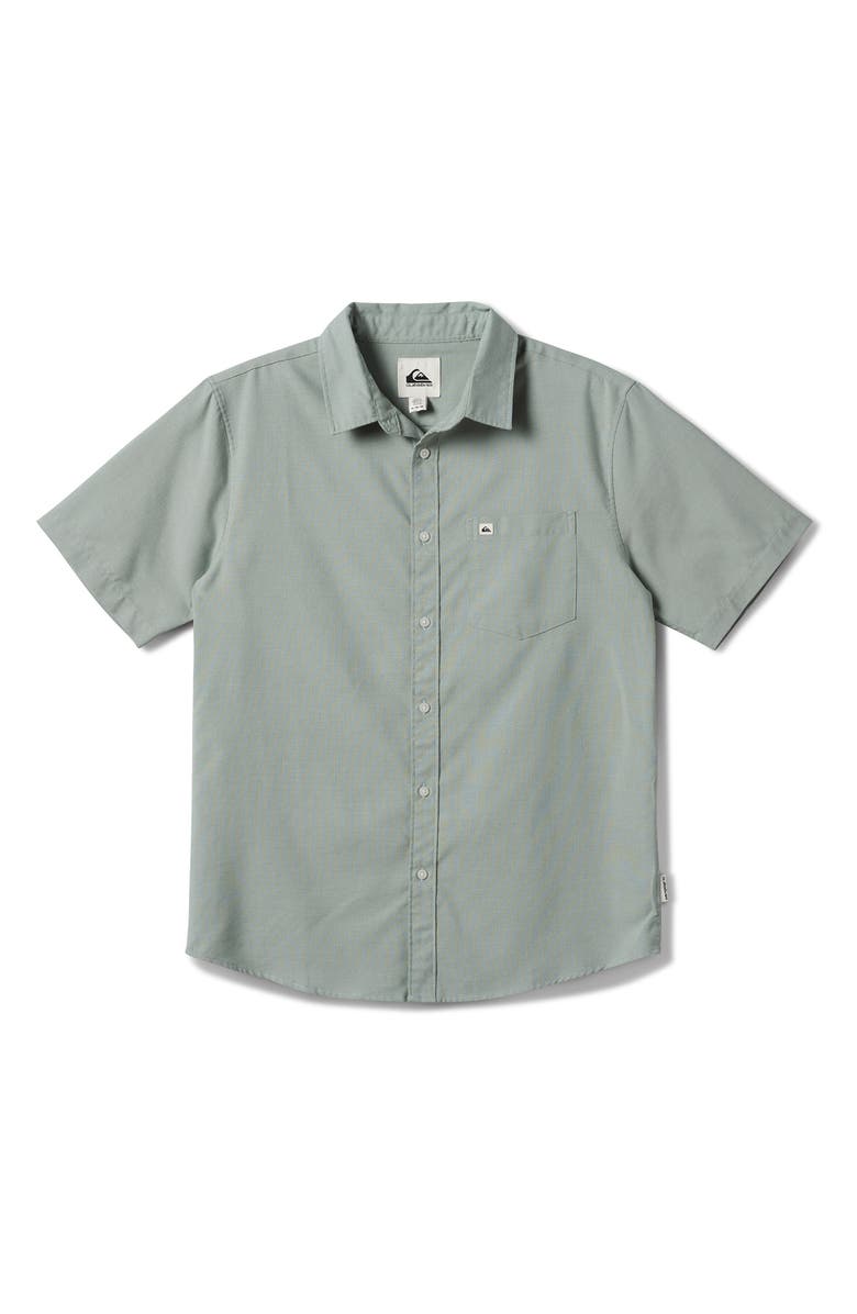 Quiksilver Shoreline Short Sleeve Button-Up Shirt, Main, color, Herb