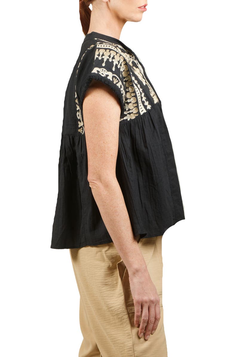 NIKKI LUND Embroidered Short Sleeve Top, Alternate, color, 